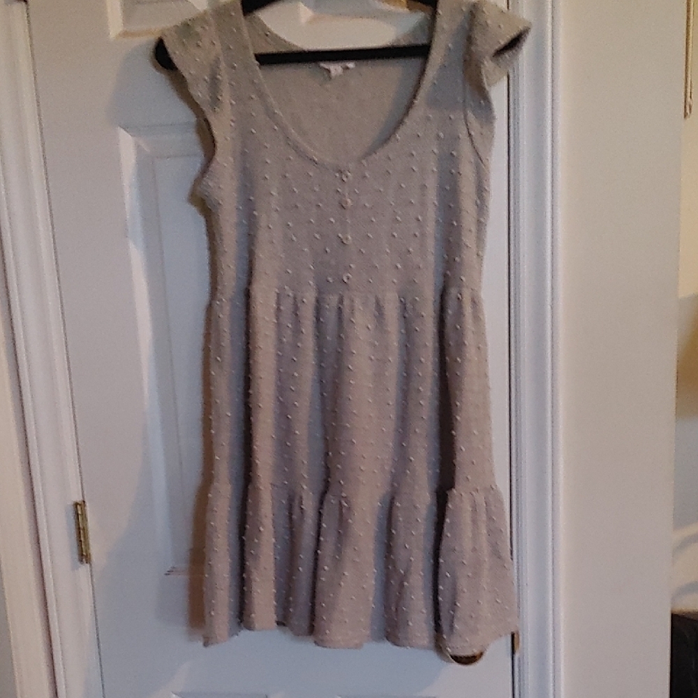Gray Ruffled Sleeveless Dress